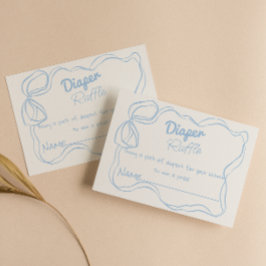 Dusty Blue Hand Drawn Bow Baby Diaper Raffel Begleitkarte