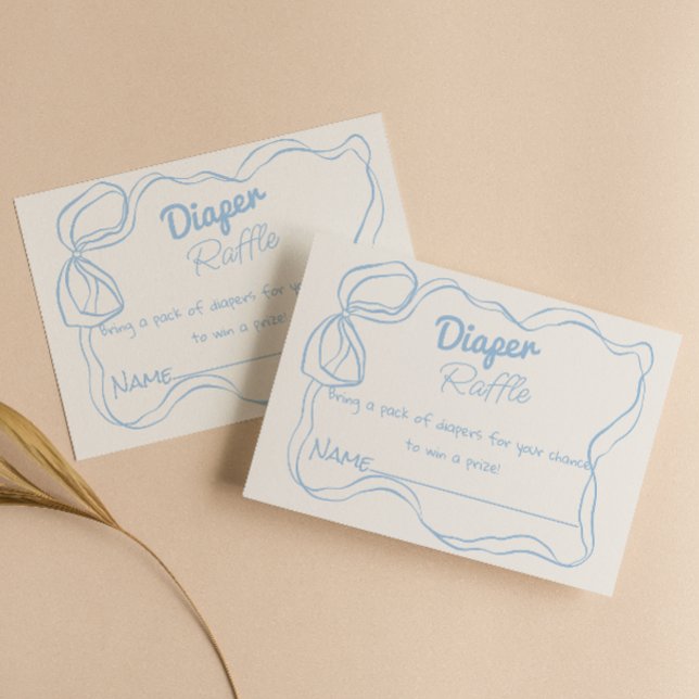 Dusty Blue Hand Drawn Bow Baby Diaper Raffel Begleitkarte (Von Creator hochgeladen)