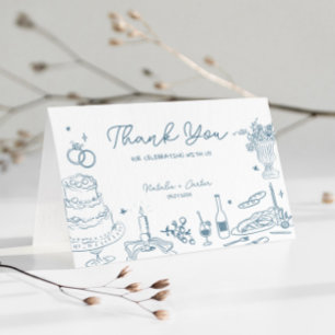 Dusty Blue Hand Drawn Whimsical Wedding Vielen Dan