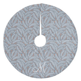 Dusty Blue Hand gezeichnet Weihnachtsbaum Monogram Fleece Weihnachtsbaumdecke