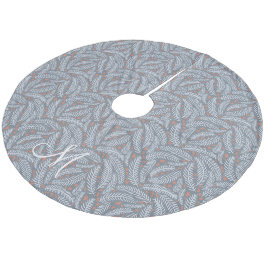 Dusty Blue Hand gezeichnet Weihnachtsbaum Monogram Fleece Weihnachtsbaumdecke