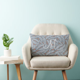 Dusty Blue Hand gezeichnet Weihnachtsbaum Monogram Lendenkissen