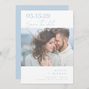 Dusty Blue Hand Letted Typografy Foto Save The Date