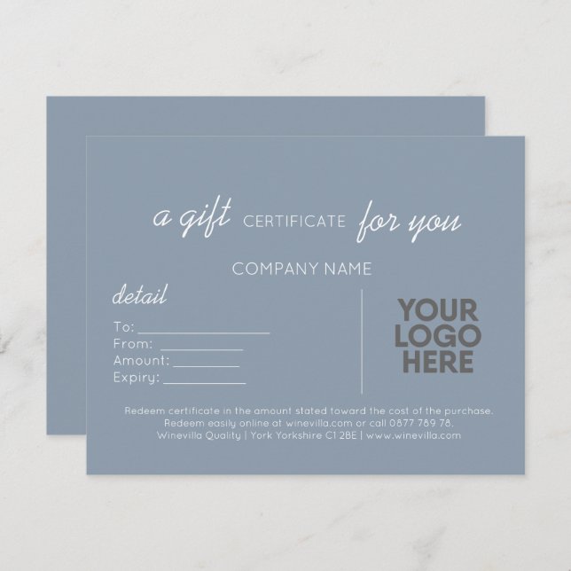 Dusty Blue Handwriting Geschenk mit Logo Mitteilungskarte (Vorne/Hinten)