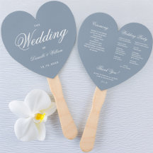 Dusty Blue Heart Elegantes Script Wedding Program