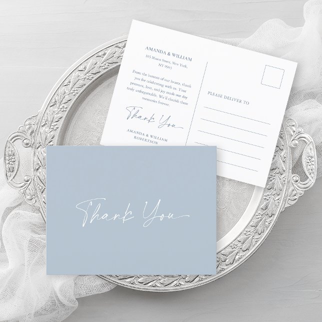 Dusty Blue Hochzeit Danke Karte  (Von Creator hochgeladen)