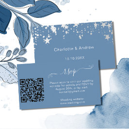 Dusty Blue Hochzeitungs-Antwort-Website QR-Code UA Begleitkarte