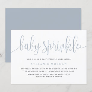 Dusty Blue Hübsch Calligraphy Baby Sprinkle Einladung