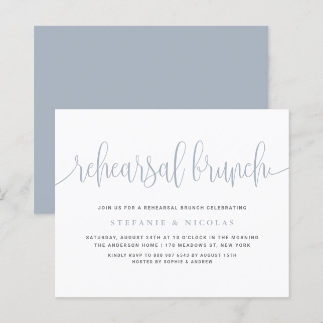 Dusty Blue Hübsch Calligraphy Probe Brunch (Vorne/Hinten)
