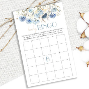 DUSTY Blue Hydrangea Baby Dusche Bingo Game Card
