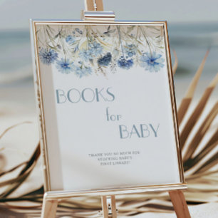 DUSTY Blue Hydrangea Babydusche Bücher für Baby Poster