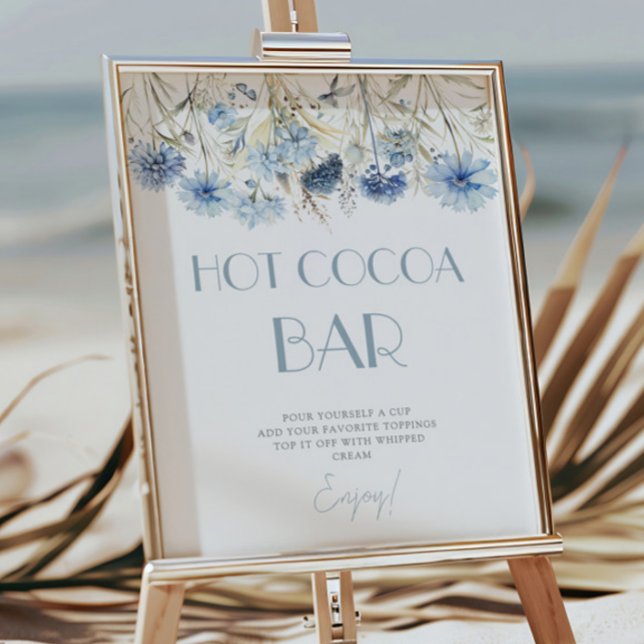 DUSTY Blue Hydrangea Babydusche Hot Cocoa Bar Poster (Von Creator hochgeladen)