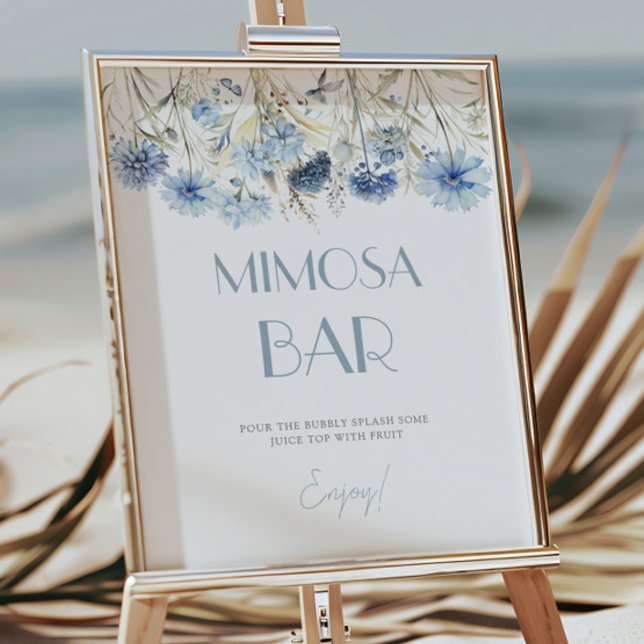 DUSTY Blue Hydrangea Babydusche Mimosa Bar Poster (Von Creator hochgeladen)