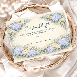 Dusty Blue Hydrangea Baroque Floral Diapper Raffle Begleitkarte