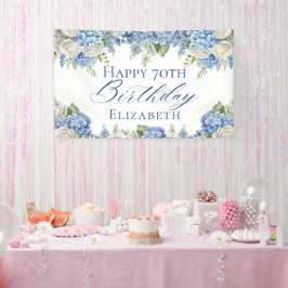 Dusty Blue Hydrangea Blume Rose Happy Birthday Banner