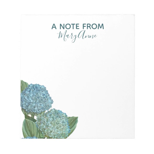 Dusty Blue Hydrangea Bouquet Notizblock (Vorderseite)