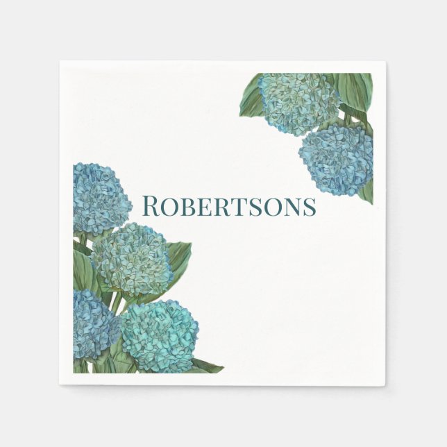 Dusty Blue Hydrangea Bouquet Serviette (Vorderseite)