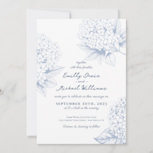 Dusty Blue Hydrangea Floral Wedding Einladung
