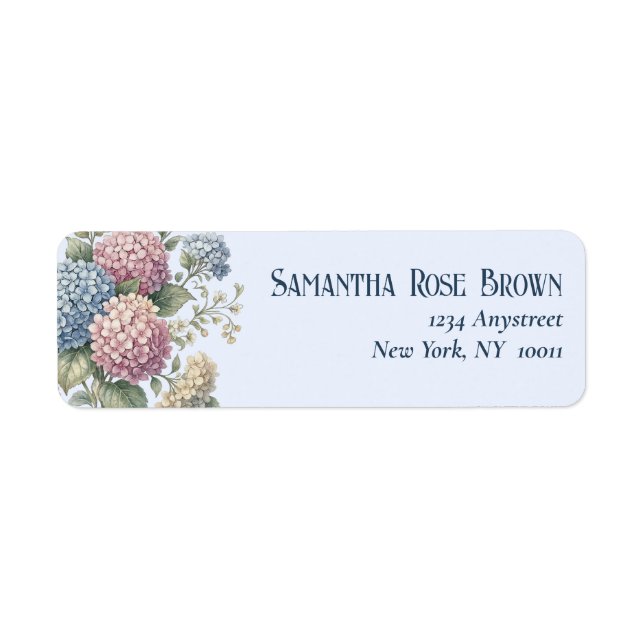 Dusty Blue Hydrangea Flowers Return Address (Vorne)
