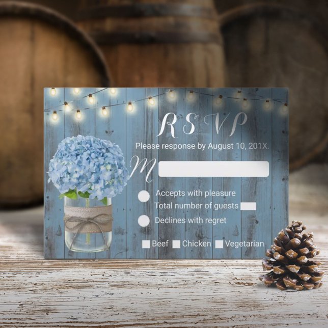 Dusty Blue Hydrangea Jar String Lights UAWG RSVP Karte (Von Creator hochgeladen)