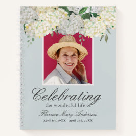 Dusty Blue Hydrangea Memorial Funeral Gästebuch Notizbuch