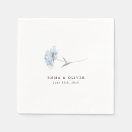 Dusty Blue Hydrangea Personalized Wedding Napkins Serviette
