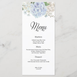 Dusty Blue Hydrangea Wedding Menu Menükarte