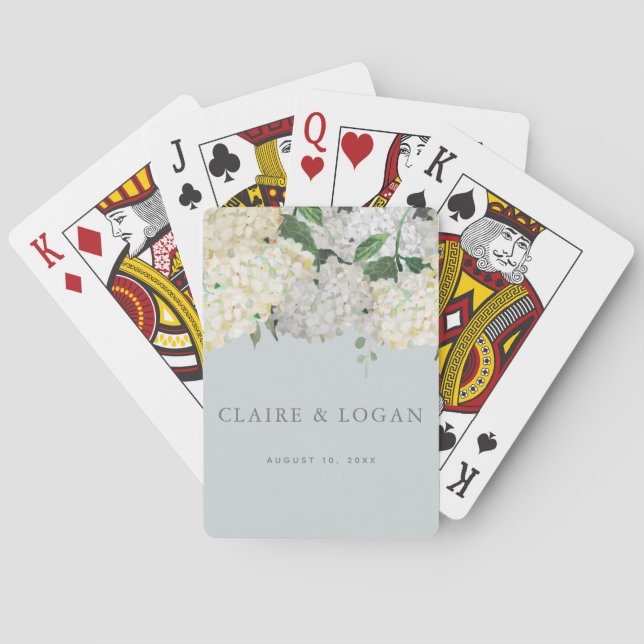 Dusty Blue Hydrangea Wedding Spielkarten (Rückseite)