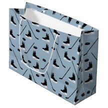 Dusty Blue Ice Hockey Stick, Skate & Puck Pattern