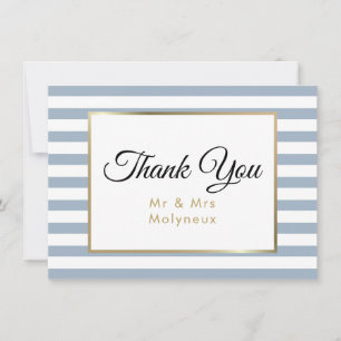 Dusty Blue Imitats Gold Foil Wedding Vielen Dank Dankeskarte