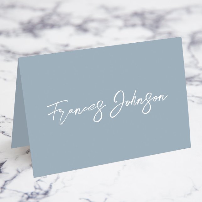 Dusty Blue Individual Name Platzkarten Tischnummer (Fold Your Own Place Cards)