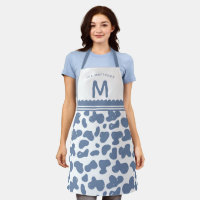 Dusty Blue Individuelle Name & Monogram Cow Muster