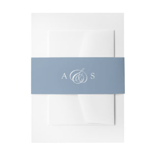 Dusty Blue Initials Wedding Invitation Bly Band