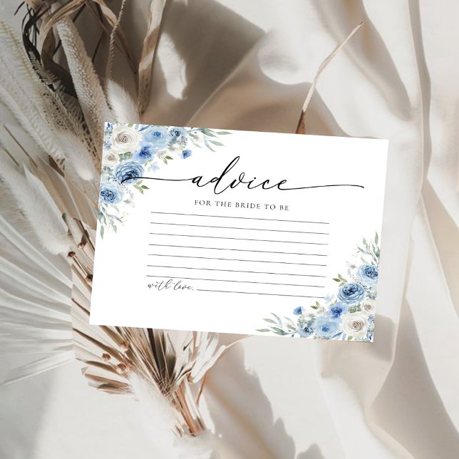 Dusty Blue Ivory Brautparty Advice Card (Von Creator hochgeladen)