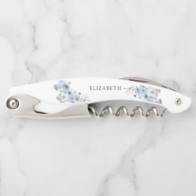 Dusty Blue Ivory Brautparty Waiter's Corkschraube Kellnermesser (Vorderseite)