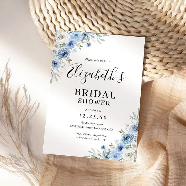 Dusty Blue Ivory Bridal Dusche Einladung (Von Creator hochgeladen)