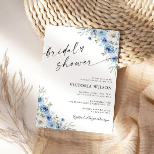 Dusty Blue Ivory Bridal Dusche Einladung