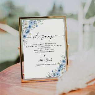 Dusty Blue Ivory Bridal Dusche Oh Snap Signy Sockelschild