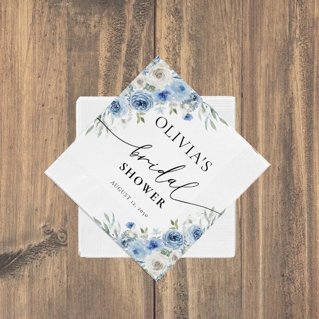 Dusty Blue Ivory Bridal Shower Napkin Serviette (Von Creator hochgeladen)
