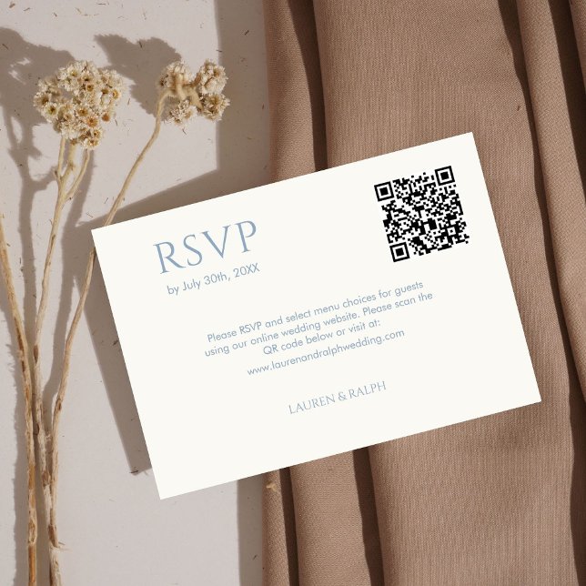 Dusty Blue & Ivory Couple Monogram QR Wedding RSVP (Von Creator hochgeladen)