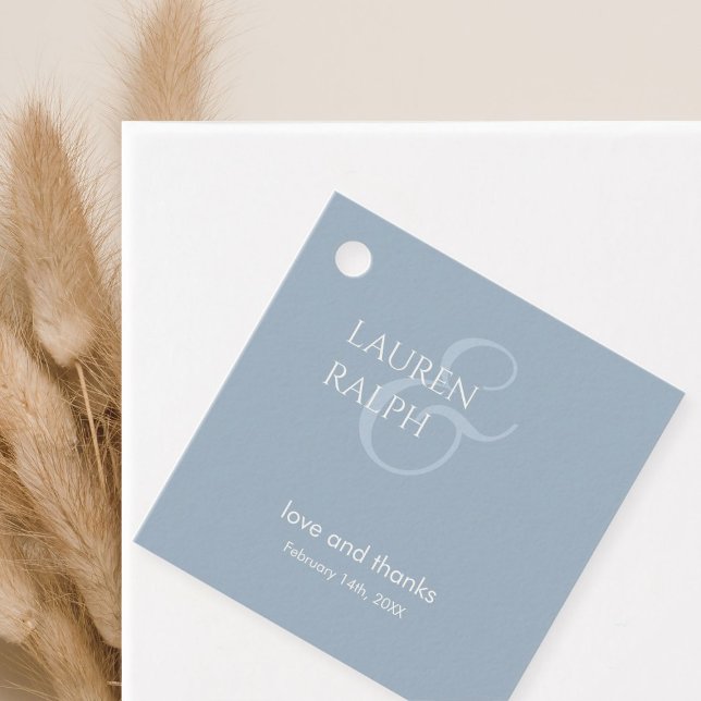 Dusty Blue & Ivory Couple Monogram Vielen Dank Geschenkanhänger (Von Creator hochgeladen)