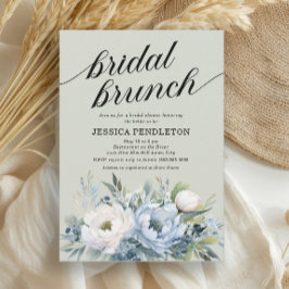 Dusty Blue Ivory Floral Sage Green Bridal Brunch Einladung