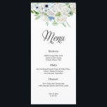 Dusty Blue Ivory Floral Wedding Menu Menükarte<br><div class="desc">Dieses elegante Dusty Blue Ivory Floral Wedding Menü ist der perfekte Weg, um Ihrem besonderen Tag eine Touch Romantik hinzuzufügen. Dieses Menü mit einem schönen dustigen blauen und Elfenbeinblumen-Design ergänzt jedes Hochzeitsthema. Jedes Menü ist sorgfältig zusammengestellt, um Ihre Menüpunkte stilvoll und raffiniert darzustellen. Ob Sie eine rustikale Hochzeit im Freien...</div>