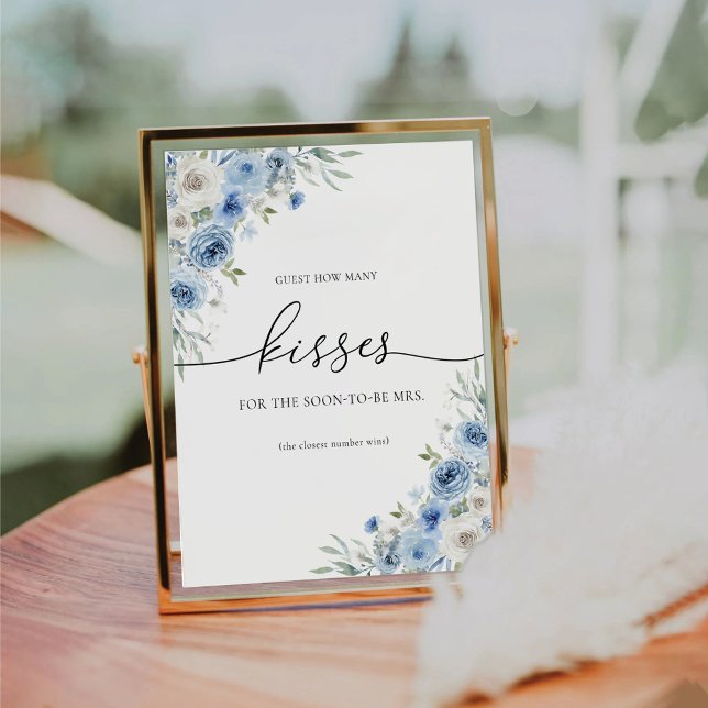 Dusty Blue Ivory Guest How many Kisses Sign Sockelschild (Von Creator hochgeladen)