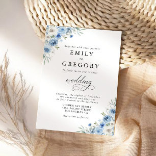 Dusty Blue Ivory Hochzeit Einladung