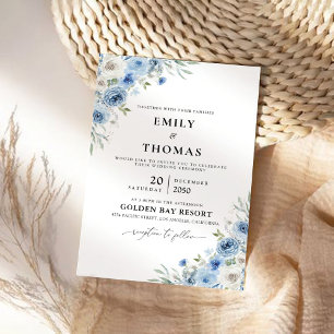Dusty Blue Ivory Hochzeit Einladung