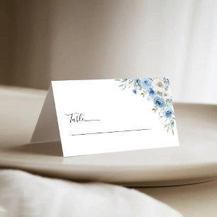Dusty Blue Ivory Hochzeitstorte Faltende Platzkart Platzkarte