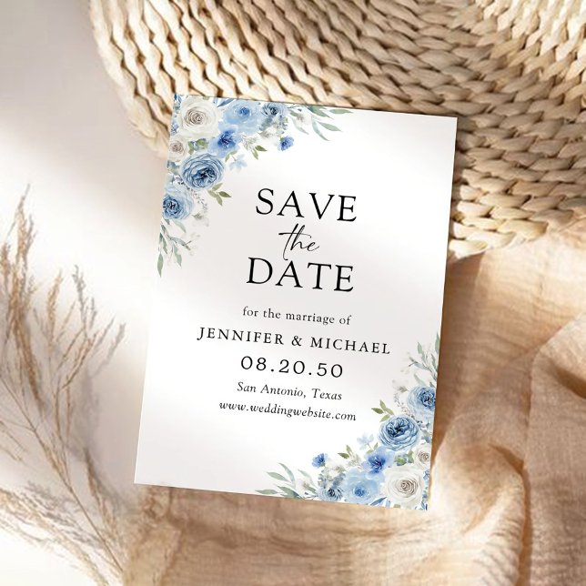 Dusty Blue Ivory Save the Date Card (Von Creator hochgeladen)