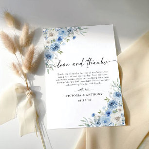 Dusty Blue Ivory Wedding Dankykarten Dankeskarte