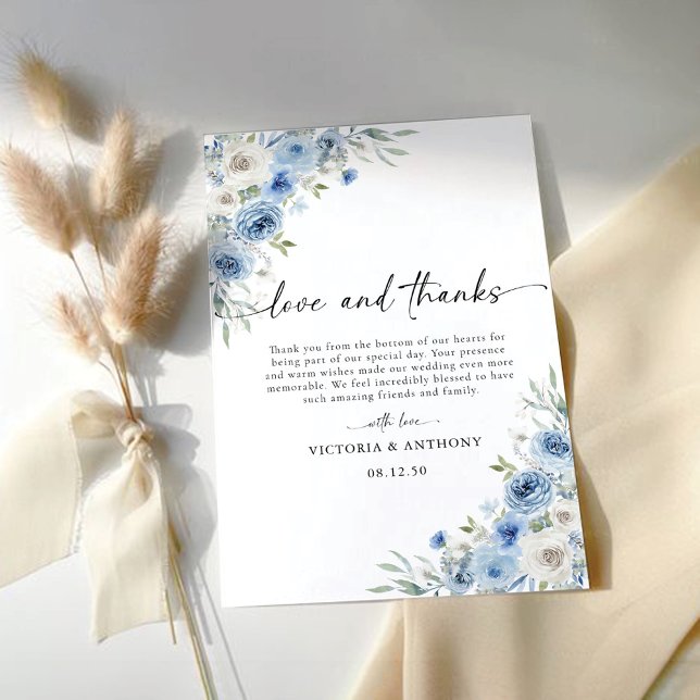 Dusty Blue Ivory Wedding Dankykarten Dankeskarte (Von Creator hochgeladen)